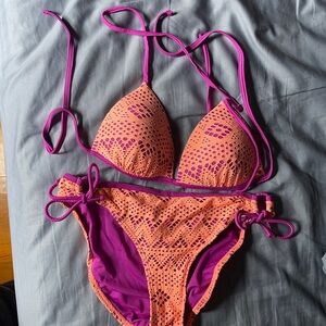 Orange and Magenta Bikini Set